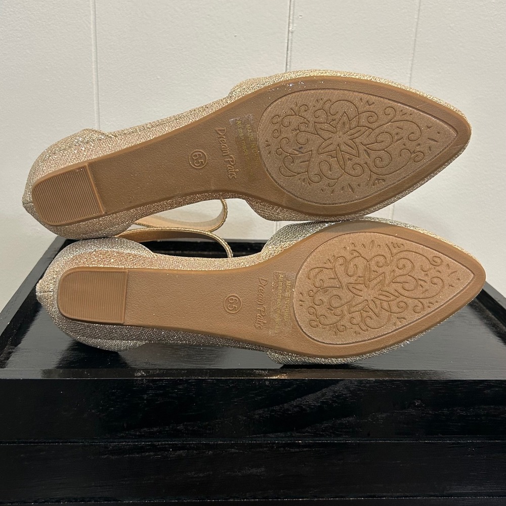 Dream Pairs Amiga-Shine Gold Glitter Rhinestone Ankle Strap Wedge Flats 6.5 - Picture 8 of 12
